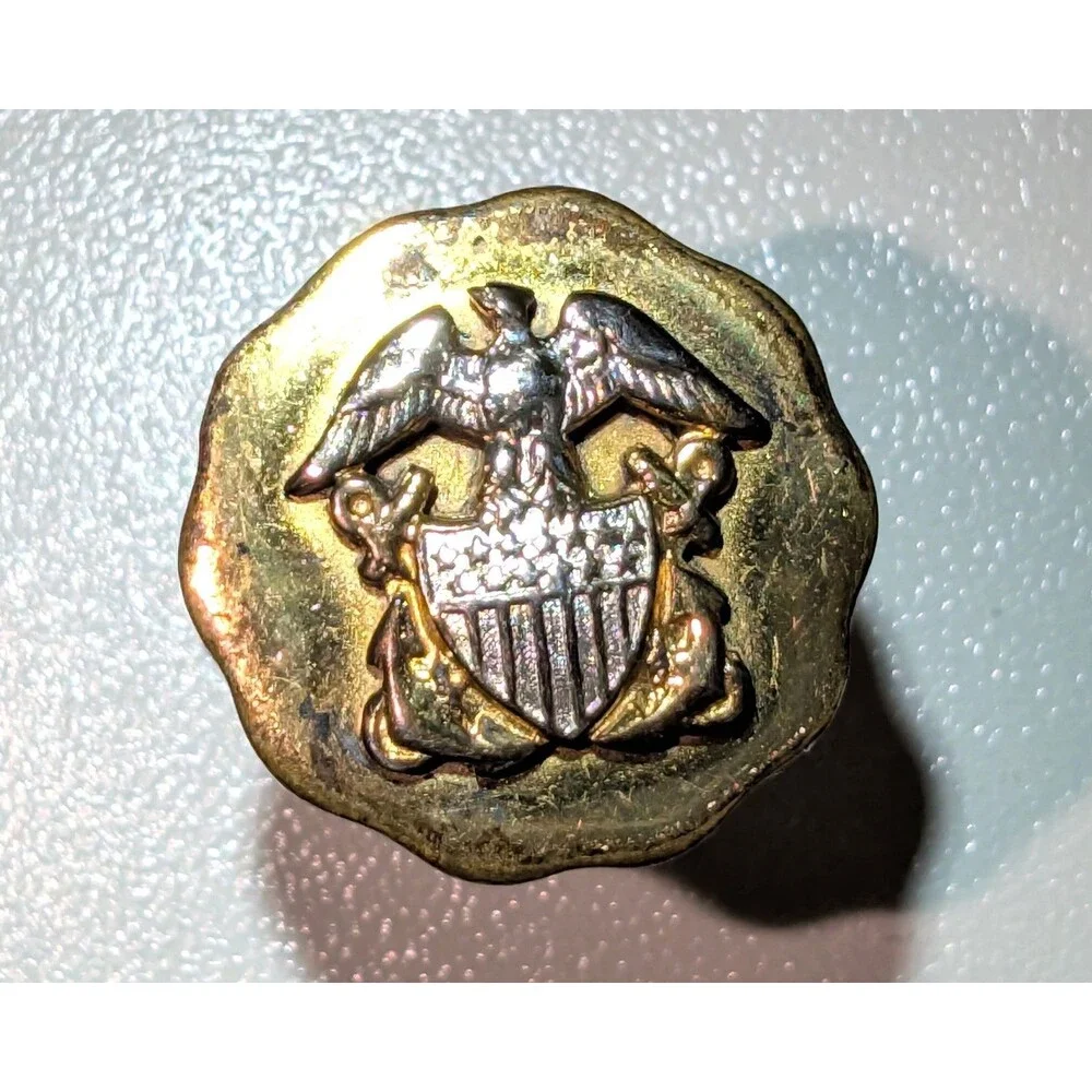 Swank Sterling US Navy Eagle Anchor Cufflink Single Vintage Replacement Military